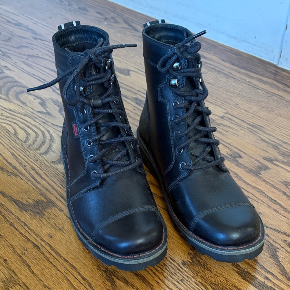 Men's Black Lace-Up Leather Work Boots